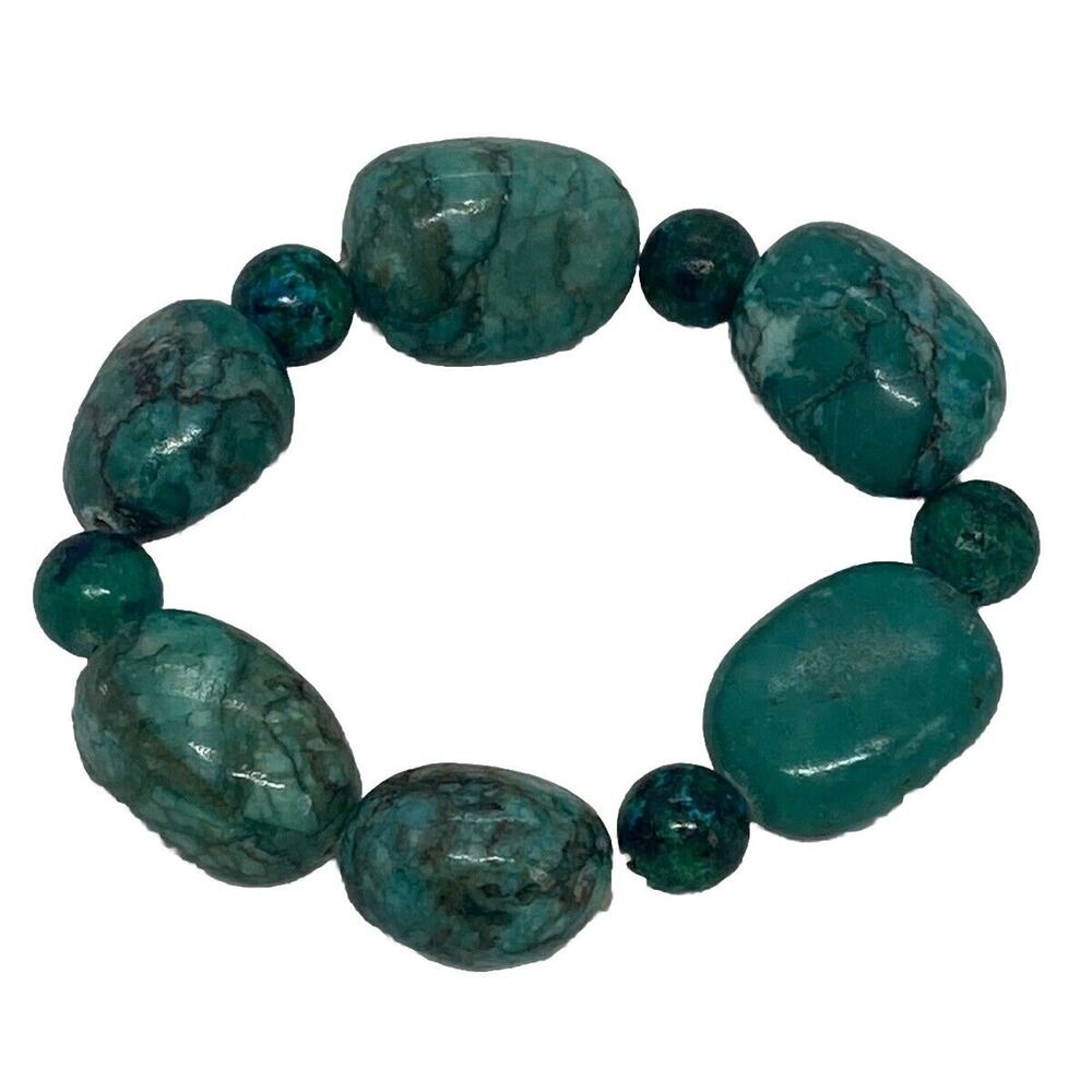Emerald Green Agate 8” Fashion Stretch Bracelet Handcrafted Tumbled Stones Beads - Picture 13 of 13